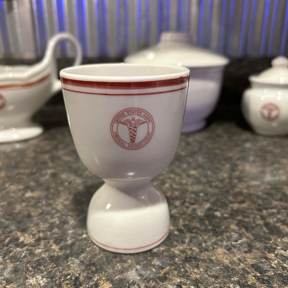 RARE Military History US Army Medical China Egg Cup. Vintage Collectible Estate